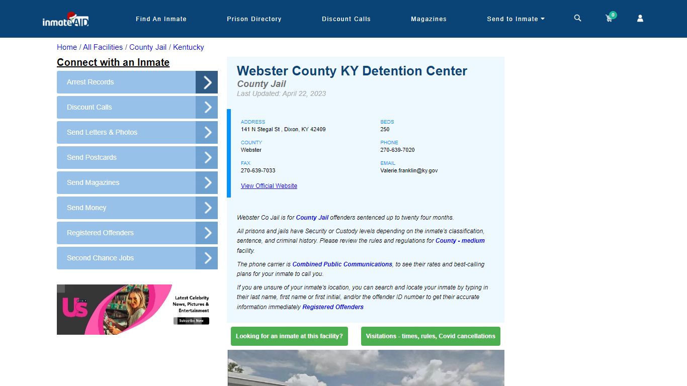 Webster County KY Detention Center - Inmate Locator - Dixon, KY