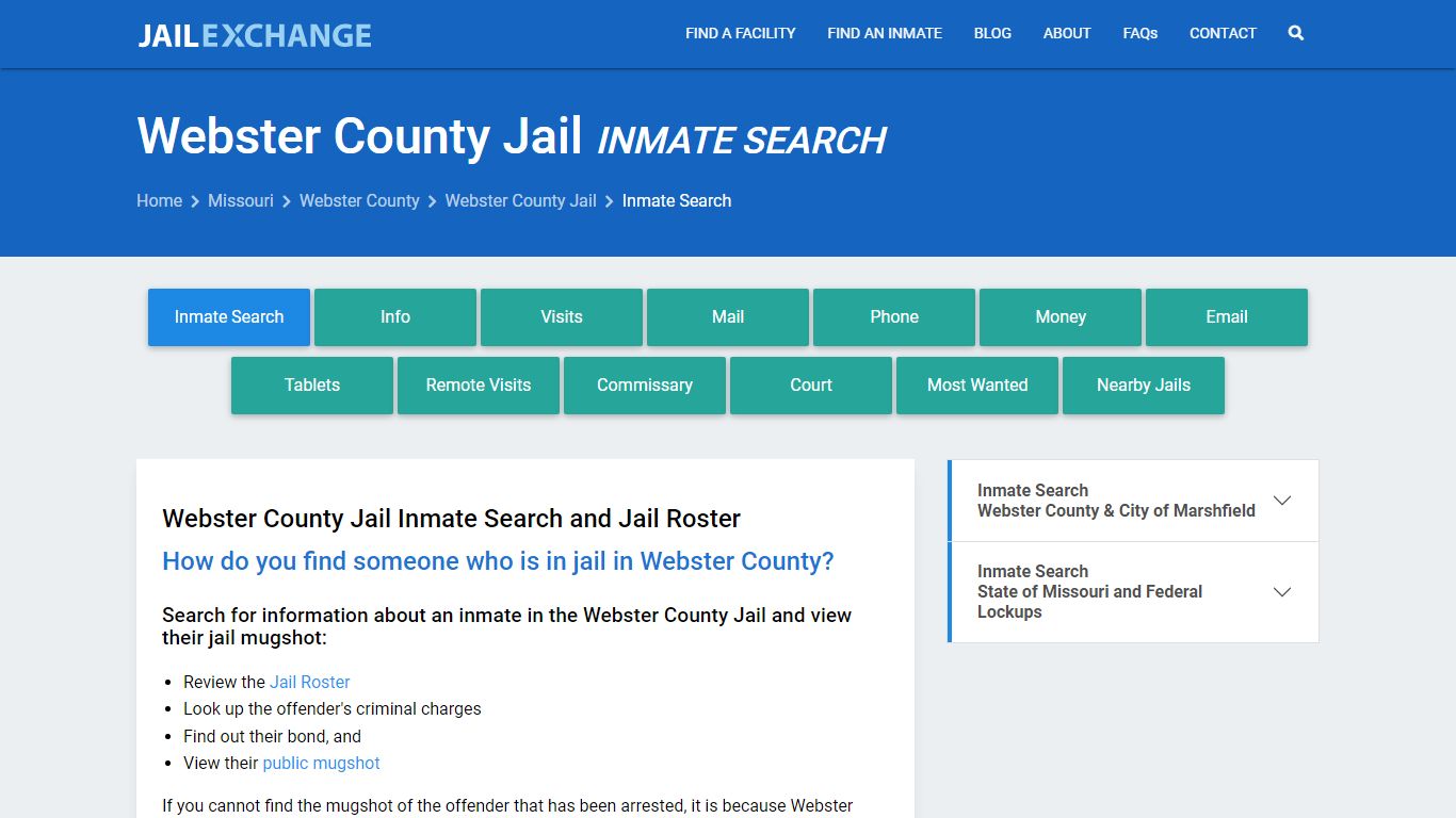 Inmate Search: Roster & Mugshots - Webster County Jail, MO - Jail Exchange